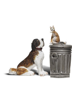 G Dog w/cat on Trashcan