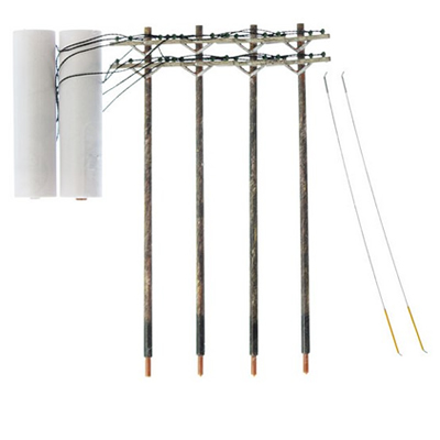 HO Wired Poles Double Crossbar (4 poles per pack)